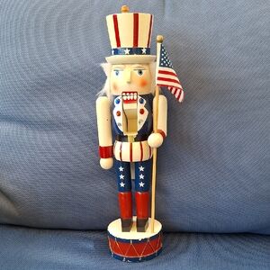 Uncle Sam Stars and Stripes American Flag Wooden Christmas Nutcracker